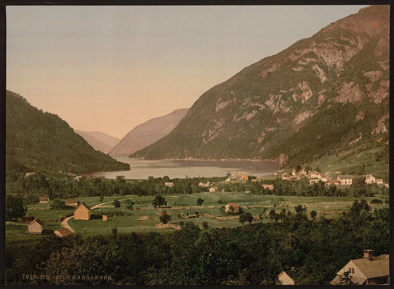 Village by Fjord — Green, Serene, Sunset