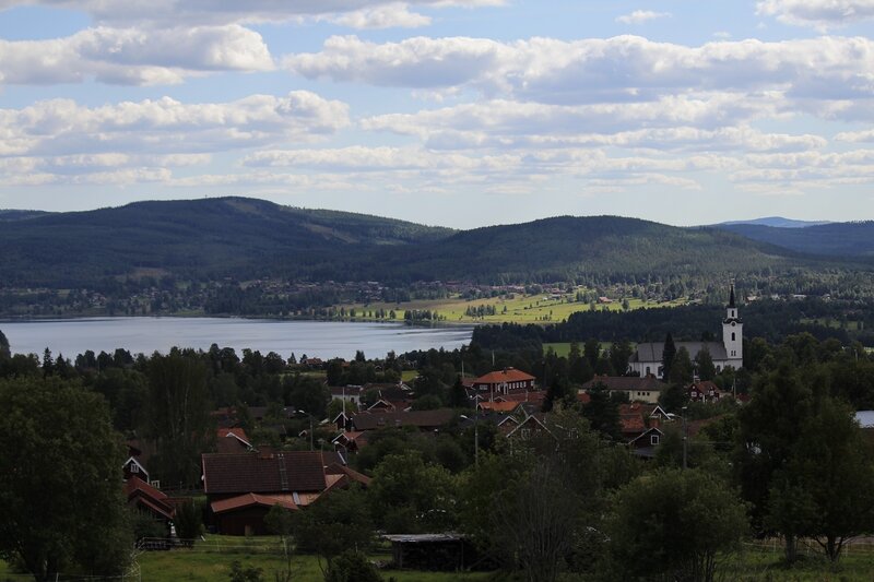 Village by Lake and Hills