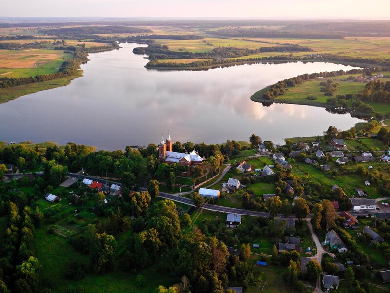 Village by River Bend — Green, Serene