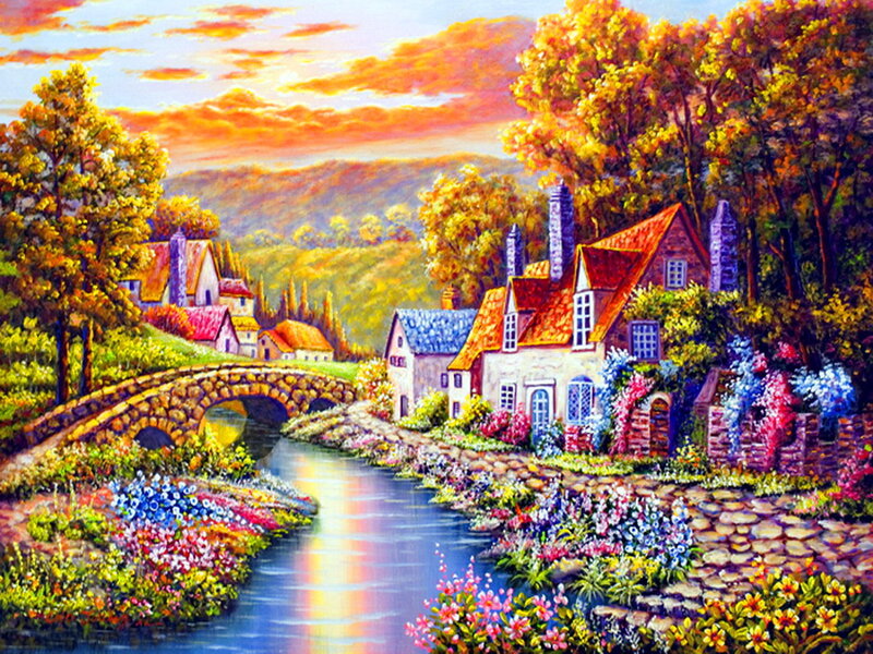 Village by River — Orange