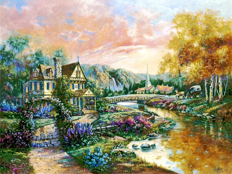 Village by River — Yellow