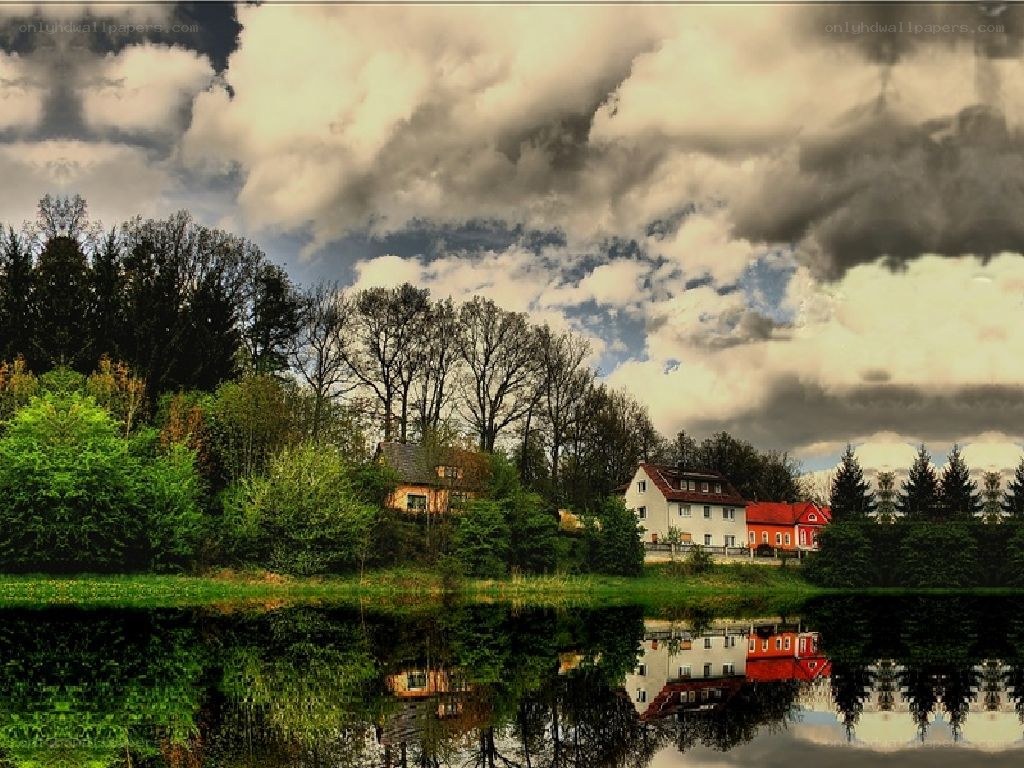 Village by the lake