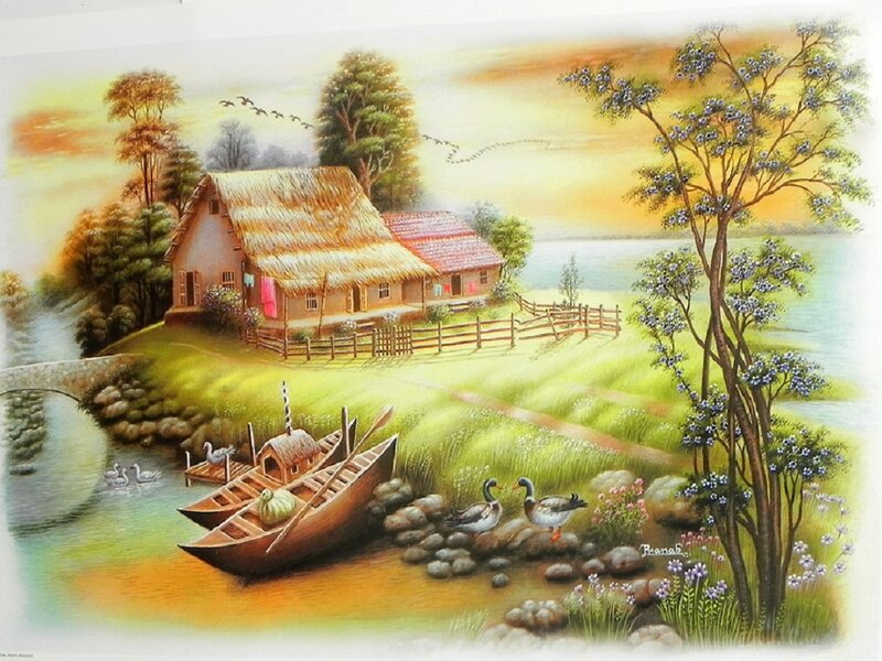 Village by the Lake — Green, Serene