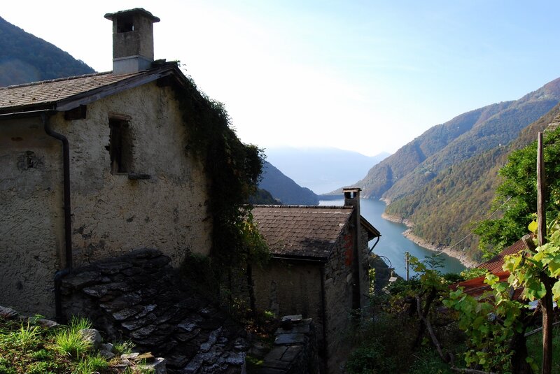 Village by the lake in Italy