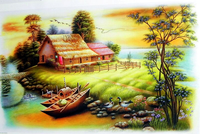 Village by the River — Green