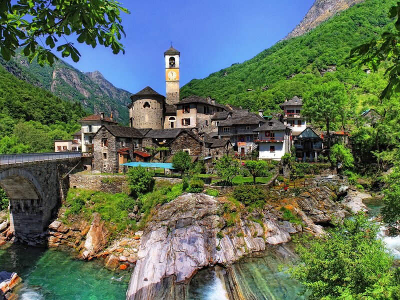 Village by the river in Italy