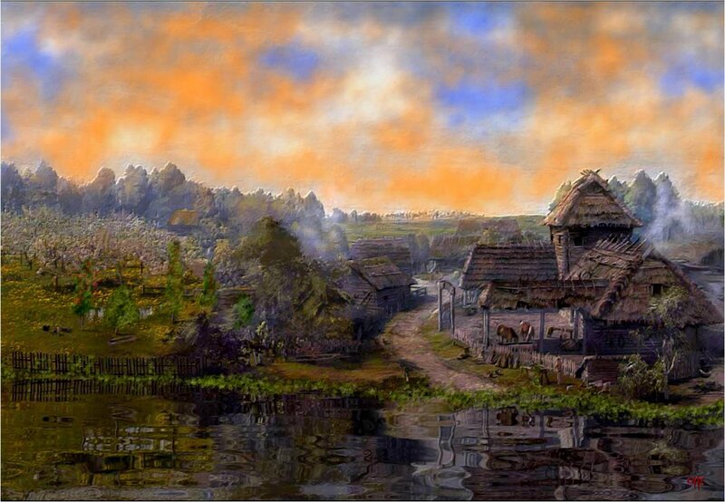 Village by the River — Orange