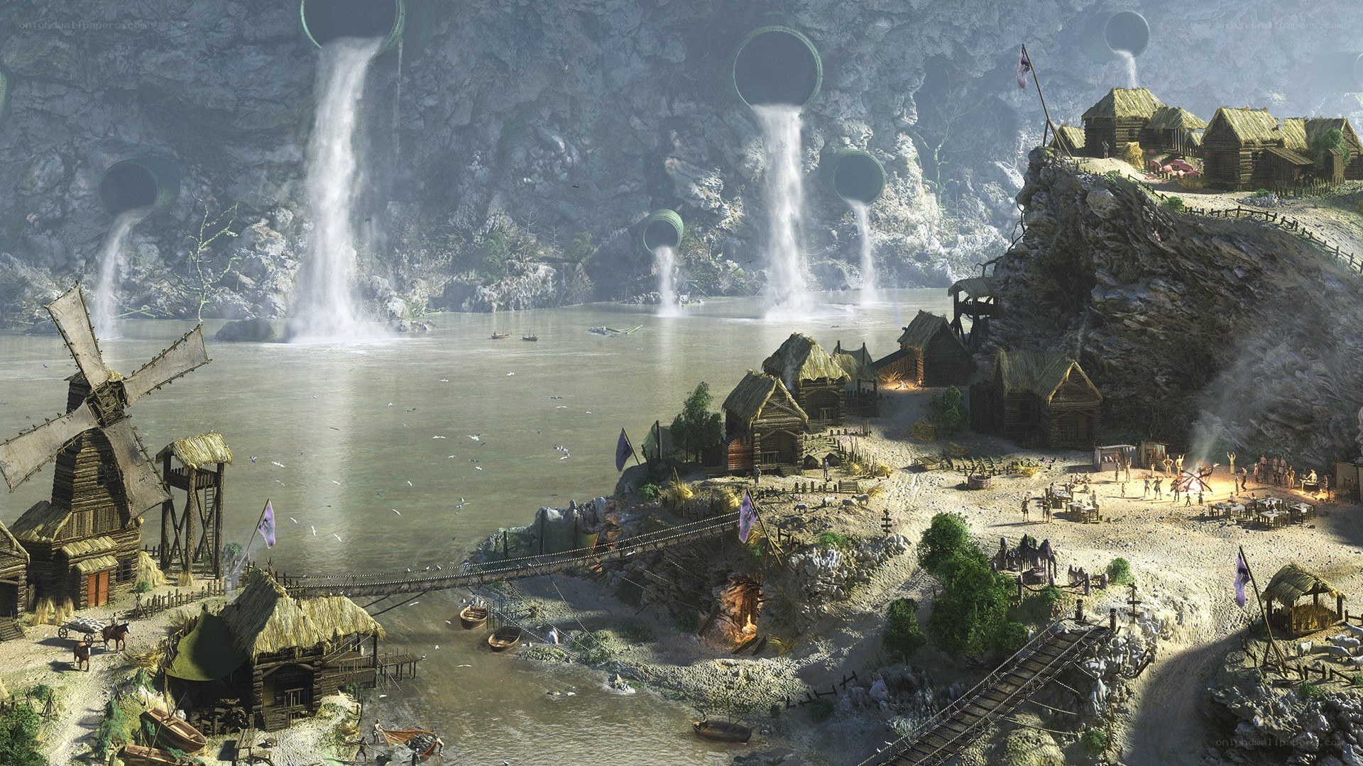 village by the waterfall