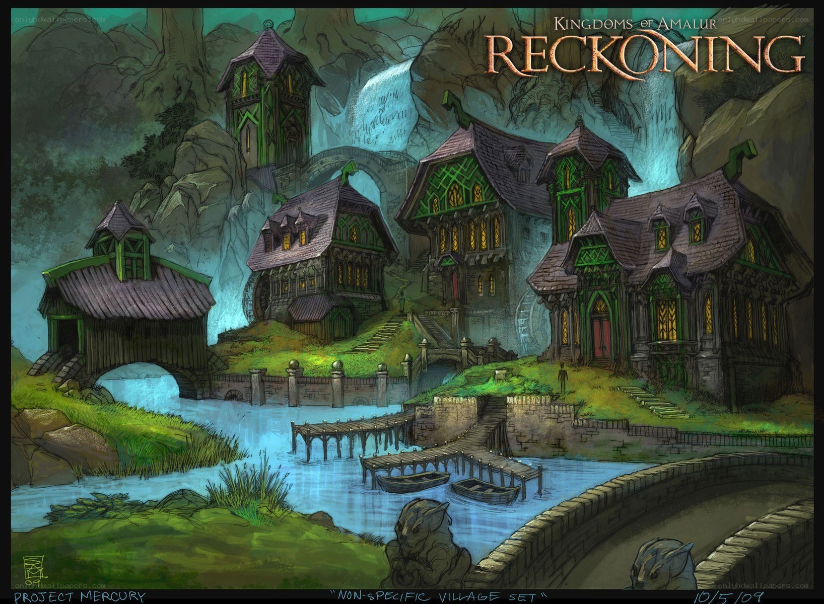 Village by the waterfall