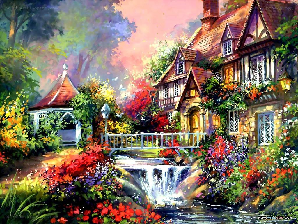 Village by the waterfall