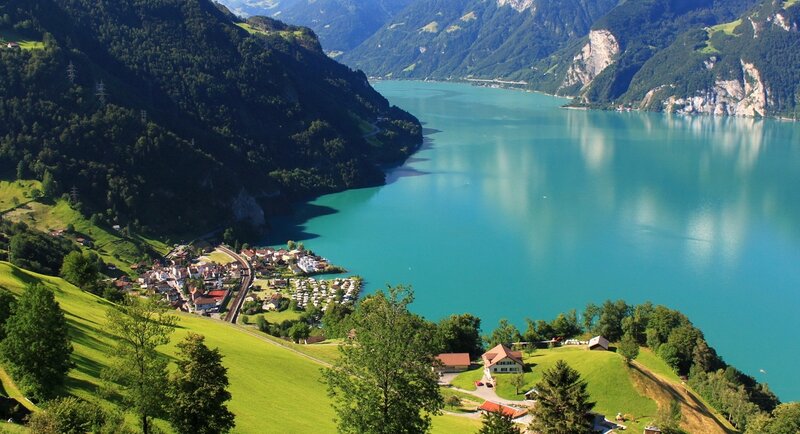 Village by Turquoise Lake — Serene