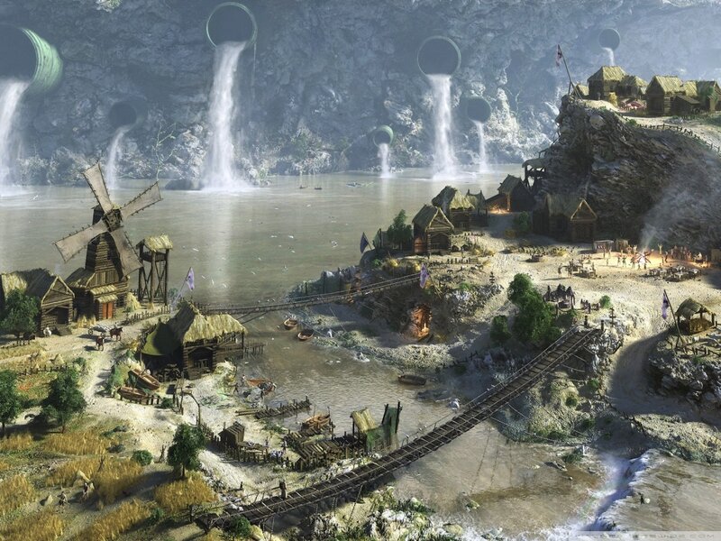 Village by Waterfalls