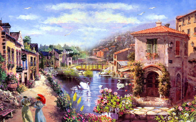 Village Canal Scene