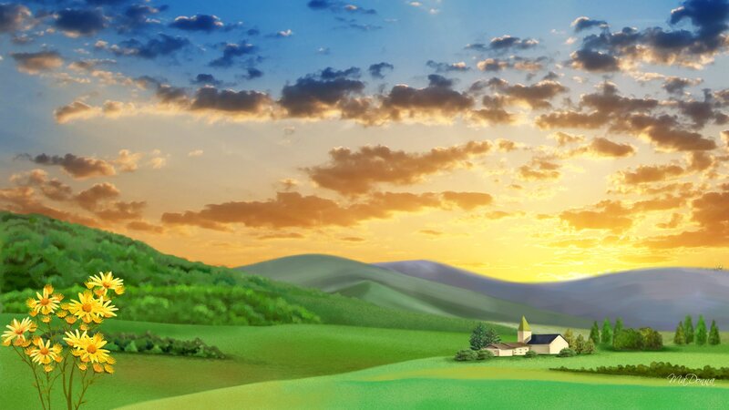 Village Church at Sunset