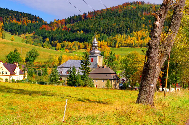 Village Church in Autumn