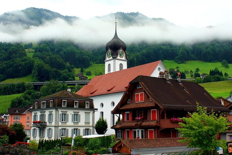 Village Church in Mountains