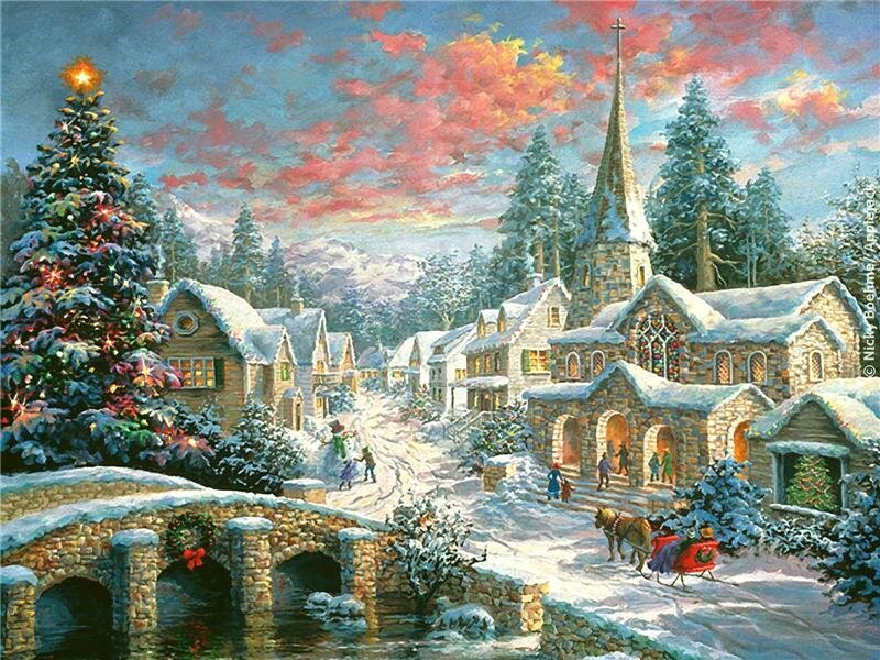 Village Church in Winter