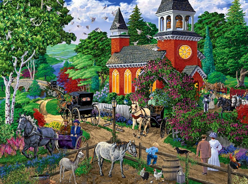 Village Church Scene