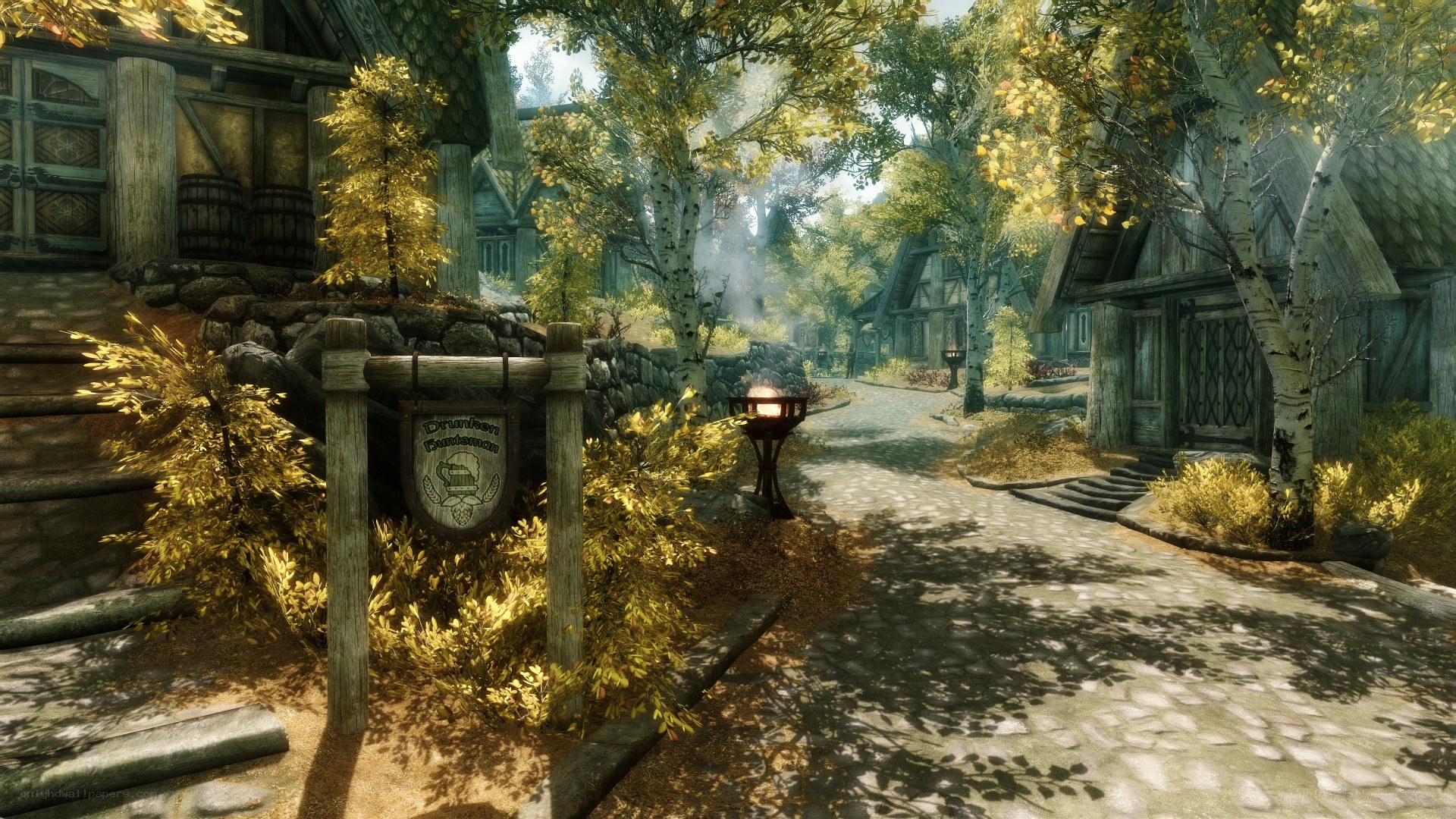 village cobblestone path