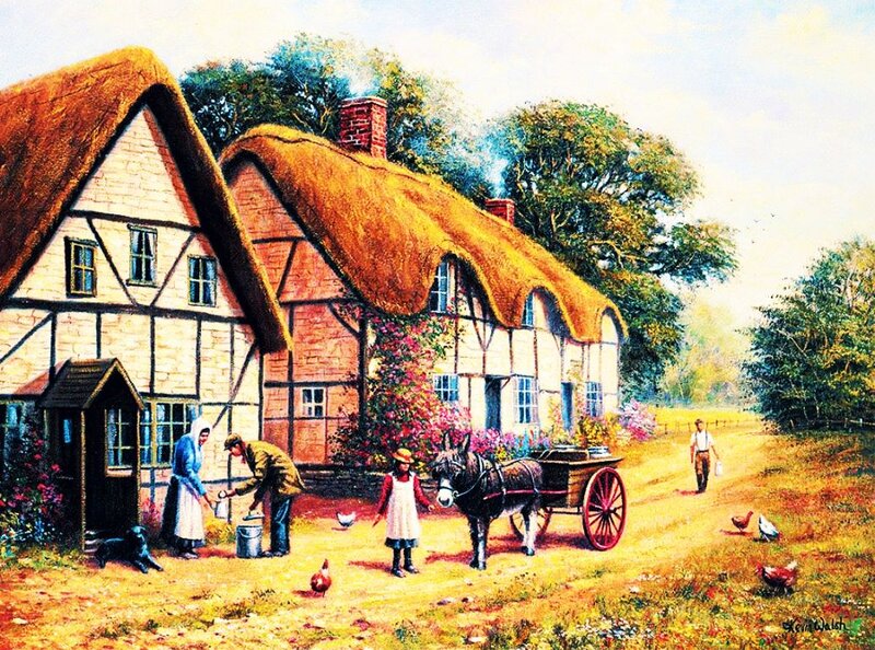 Village Cottages Scene