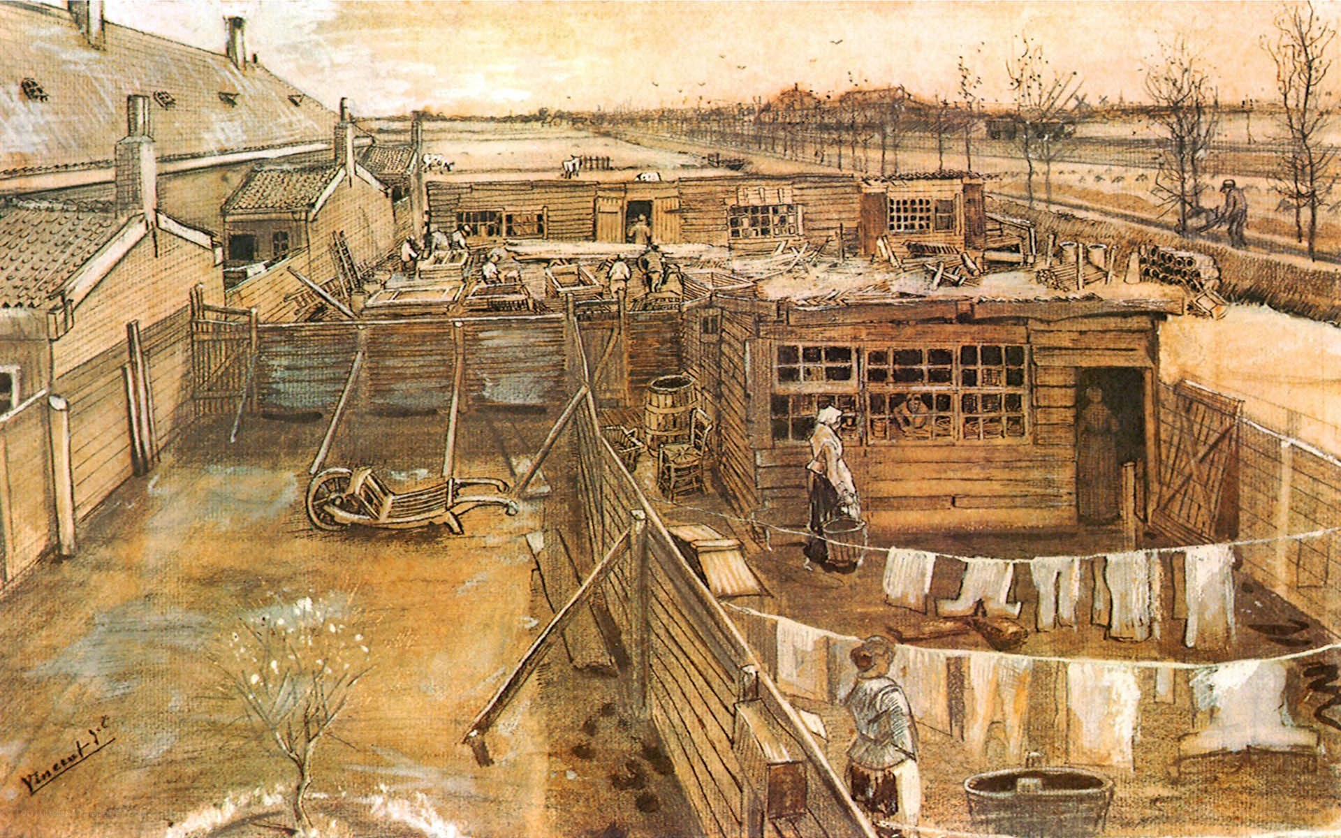 Village courtyard scene