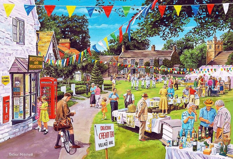 Village Fair Scene — Green