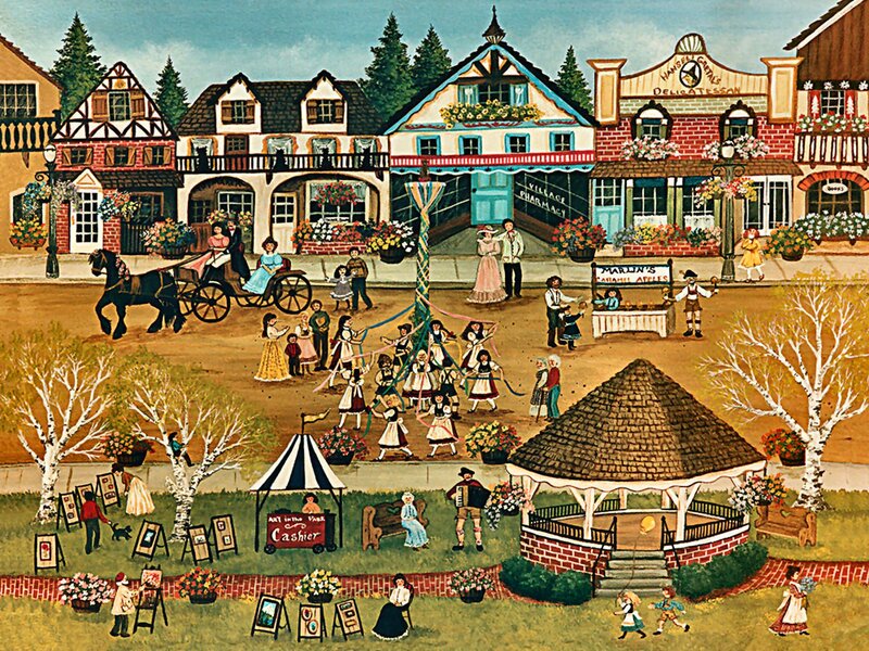 Village Festival Scene — Brown