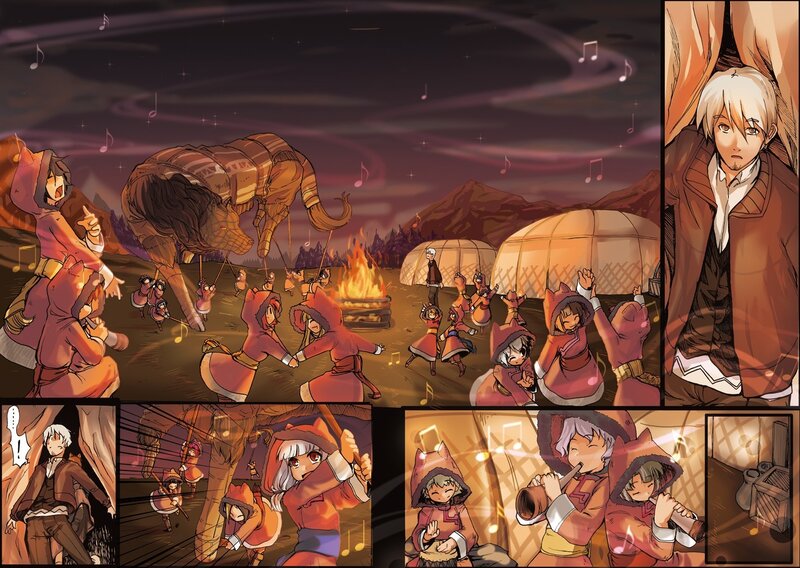 Village festival with giant puppet