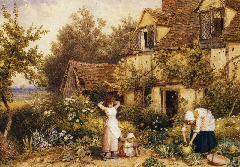 Village garden scene