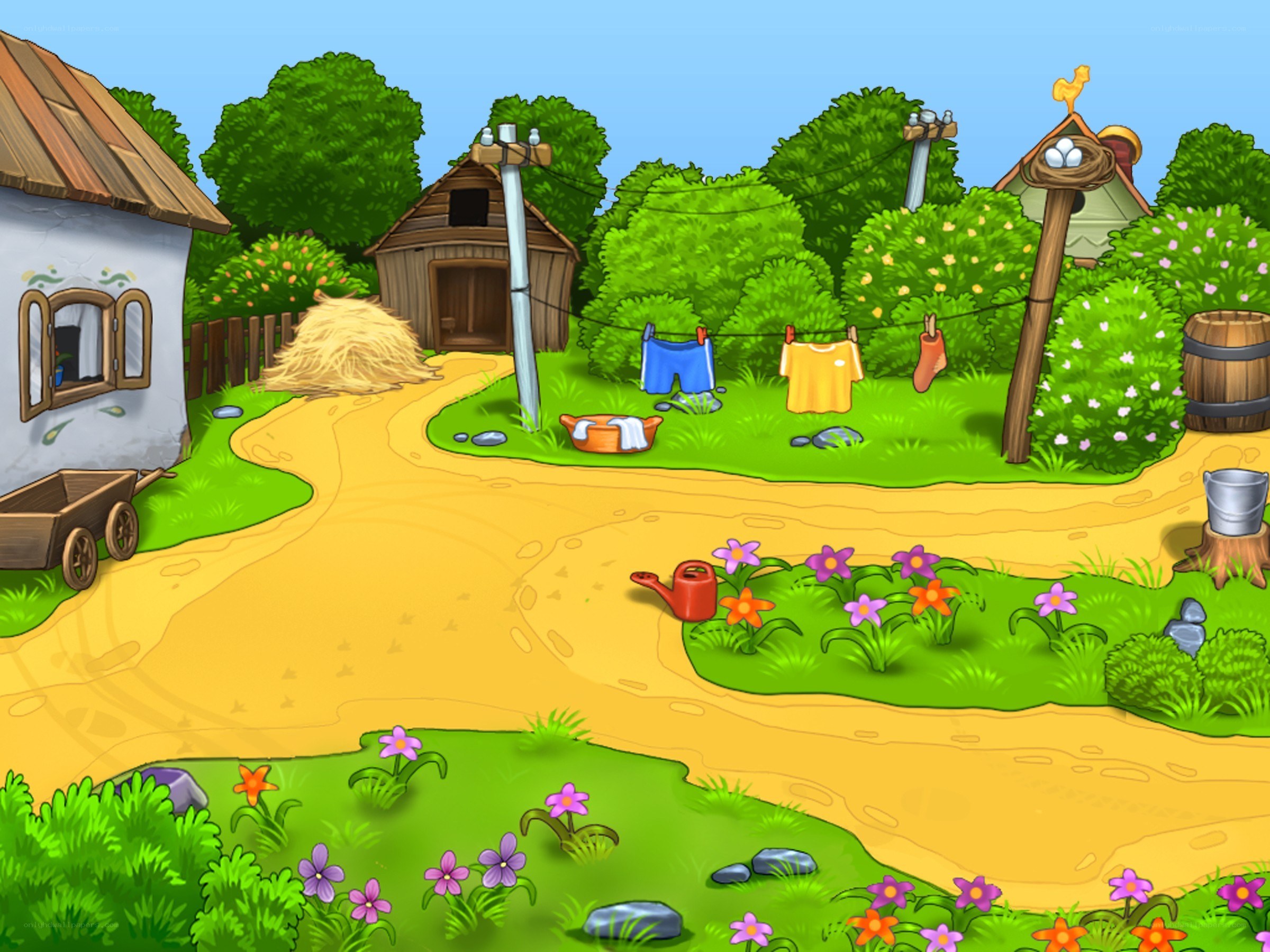 village garden scene