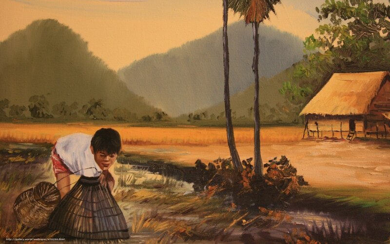 Village girl by the river