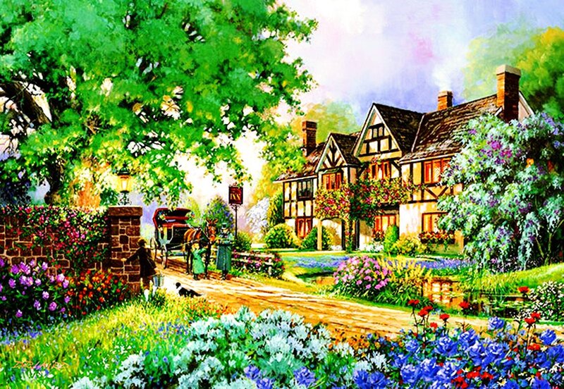 Village House with Garden — Green