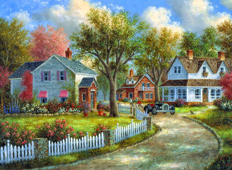 Village Houses and Car