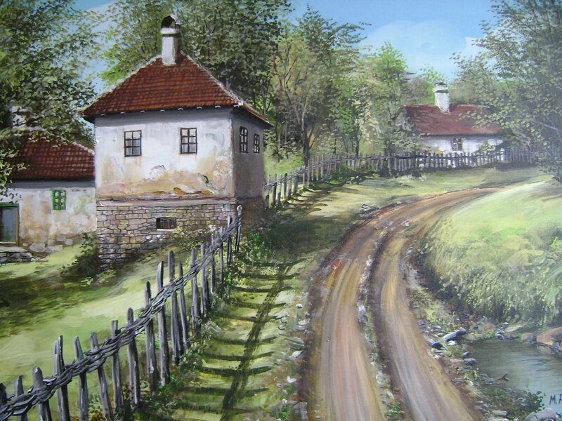 Village Houses and Dirt Road