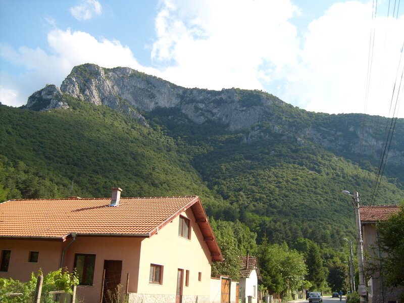 Village Houses and Mountain