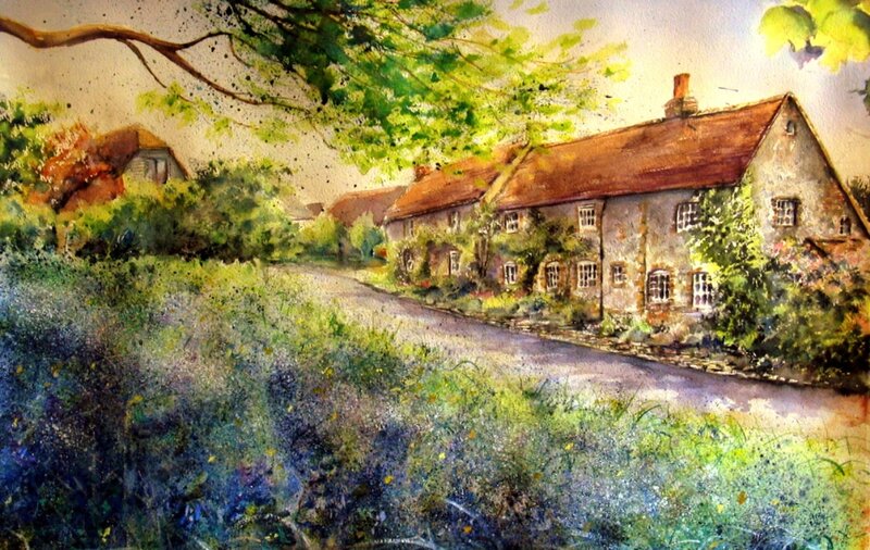 Village Houses and Road — Green