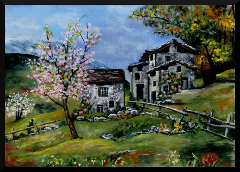 Village Houses in Spring — Green