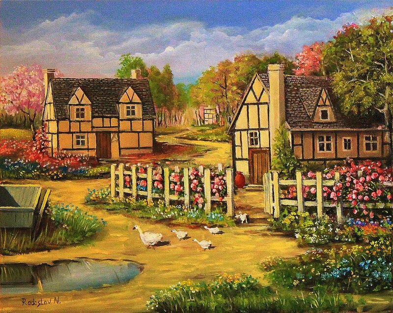 Village Houses with Ducks