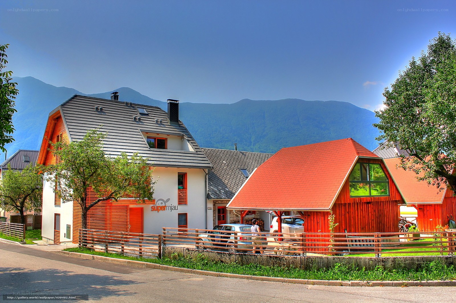 Village houses with mountain view