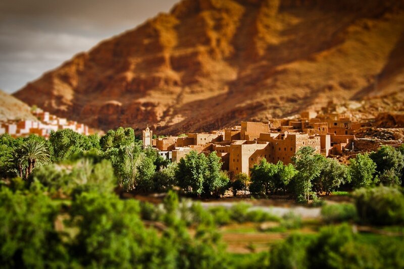 Village in a desert valley
