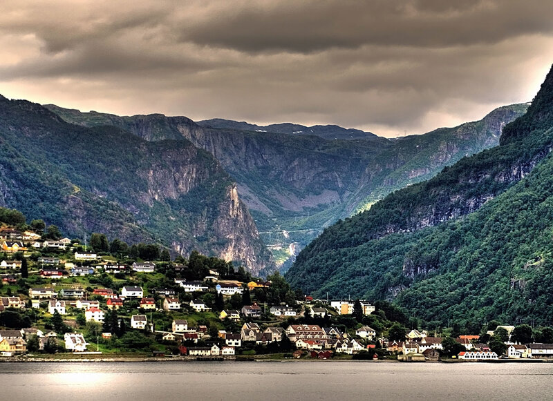 village in a fjord valley