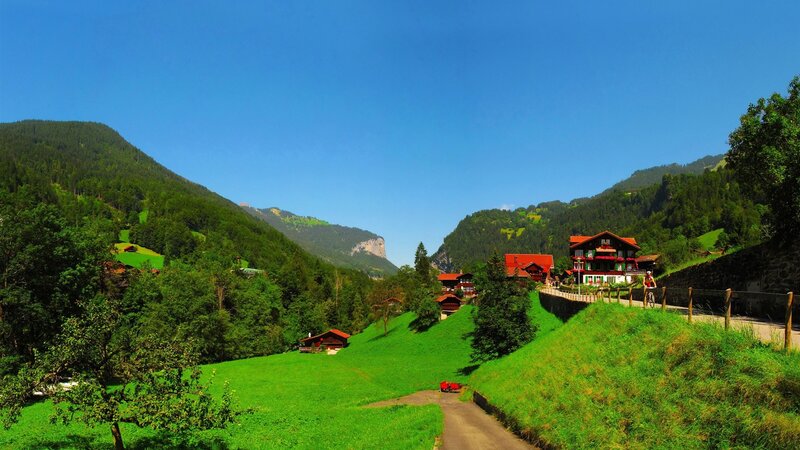village in a green valley