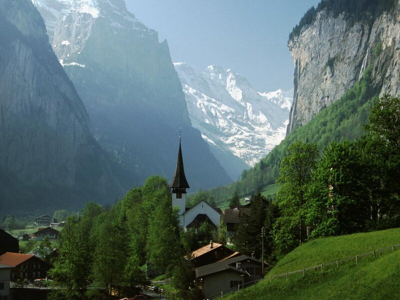 village in a mountain valley