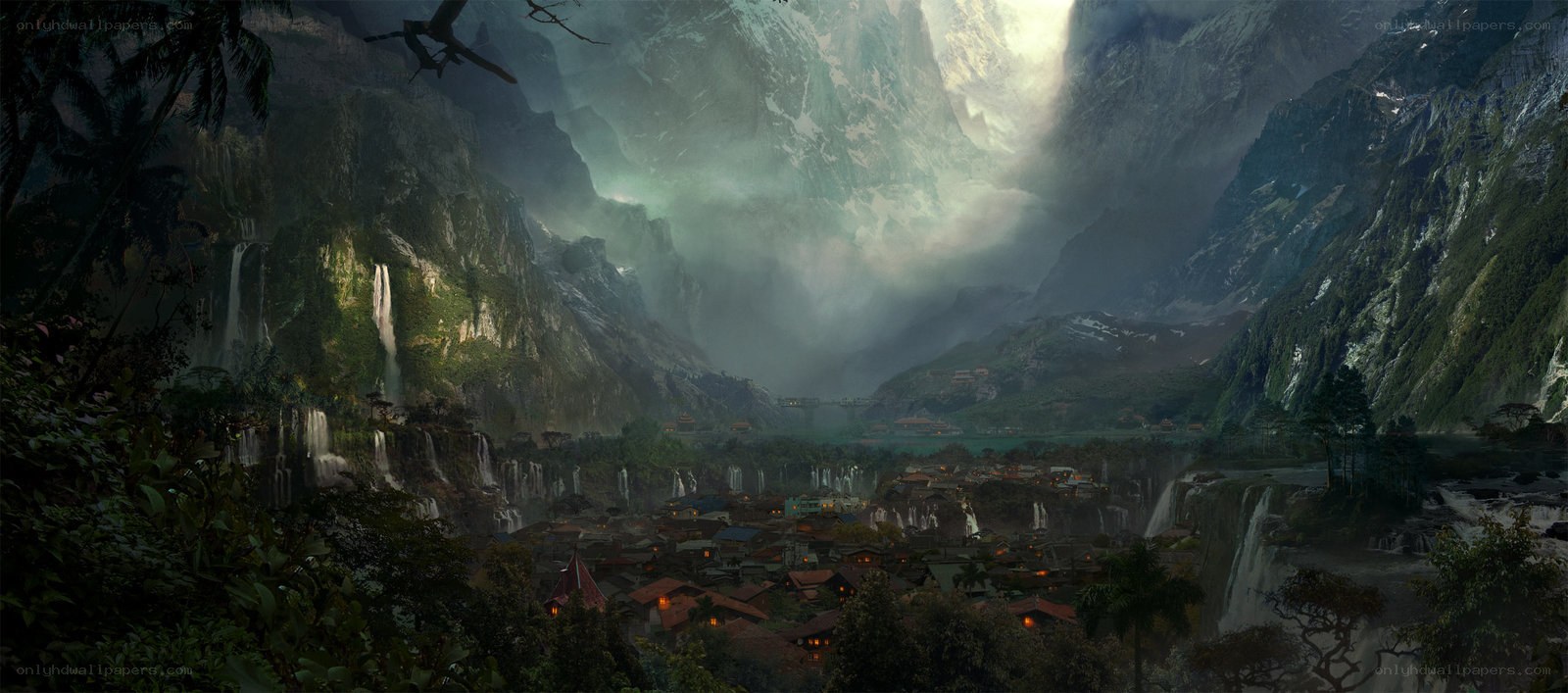 village in a mountain valley
