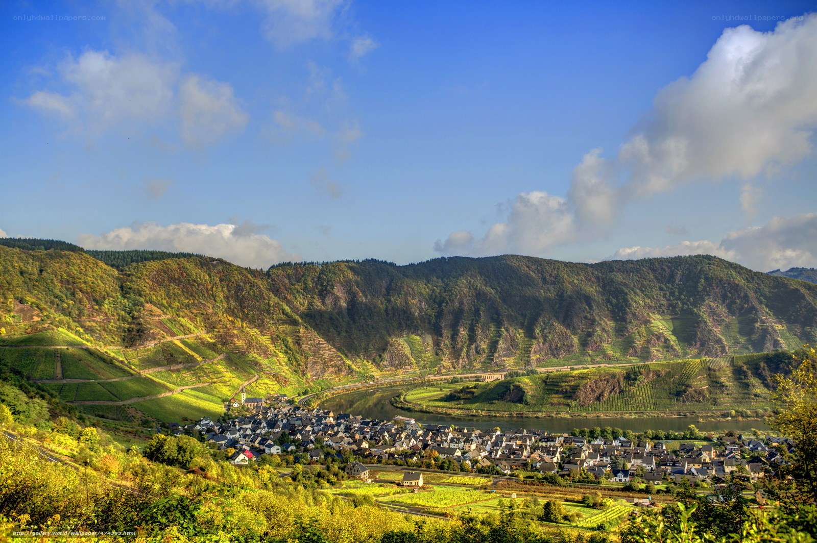 village in a river valley