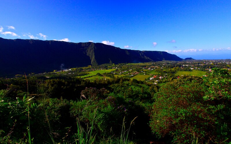 Village in a volcanic valley
