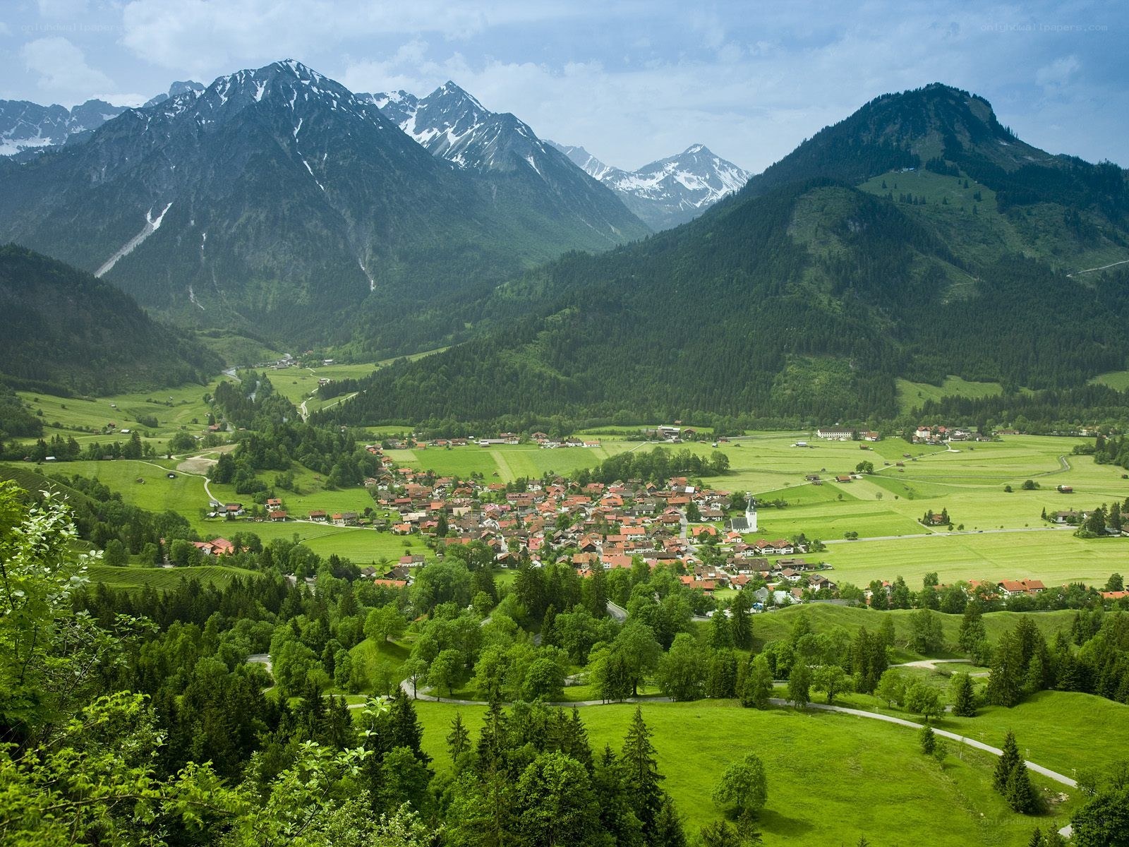 village in alpine valley