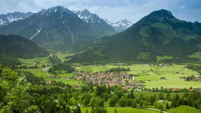 village in alpine valley