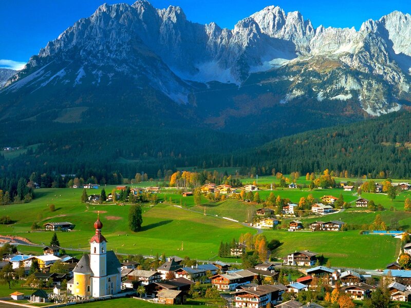 village in alpine valley