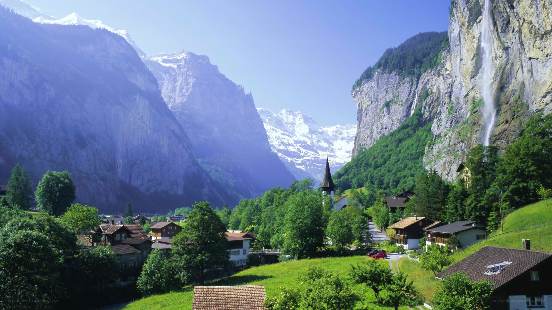 village in alpine valley